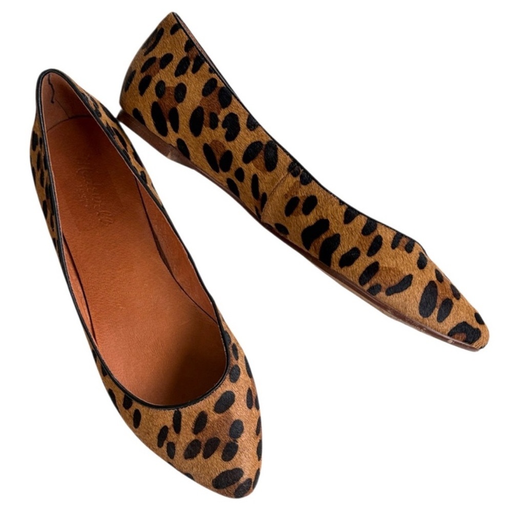 Madewell Leather Calf Hair Flats Animal
Print Brown Black Size 8.5